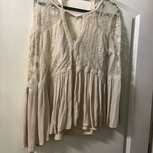 American Eagle Outfitters Cream Lace Blouse